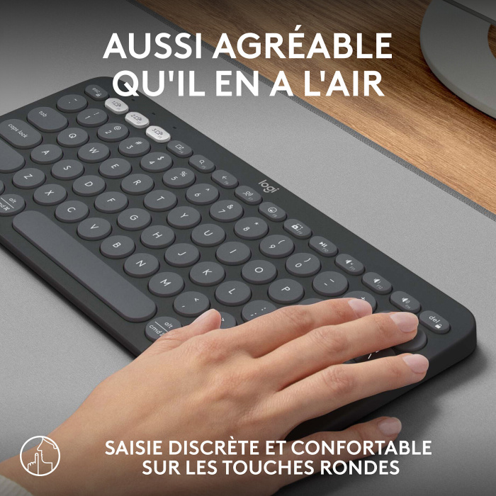 LOGITECH - Clavier sans fil - Pebble Keys 2 K380s - Bluetooth - Bouton Easy-Switch - Graphite - (920-011803)