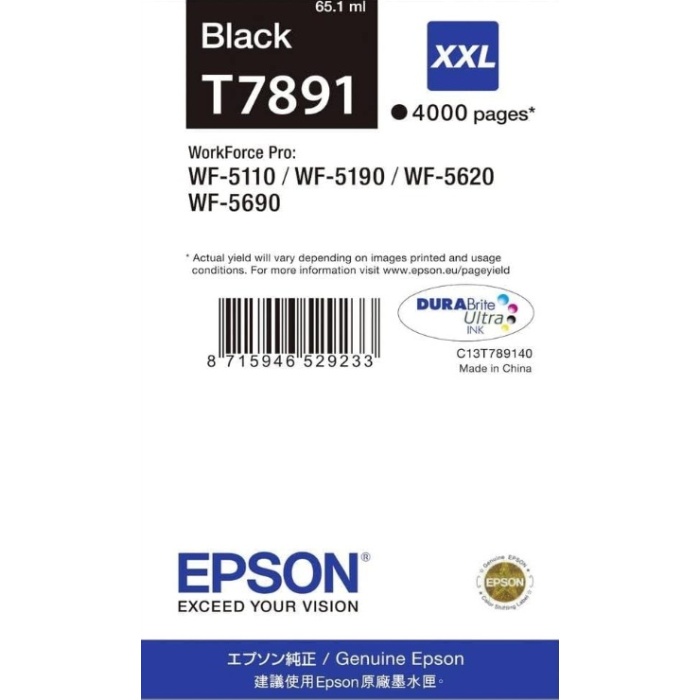 CARTOUCHE D'ENCRE EPSON ULTRA NOIR XXL (4000 PAGES) (C13T789140) – Image 1