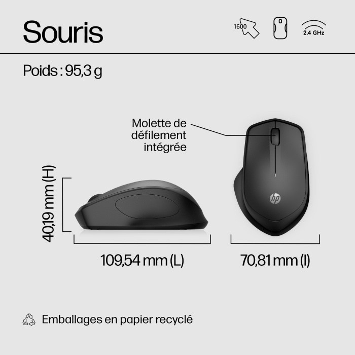 Souris sans fil HP 280 - Silent (19U64AA) – Image 4