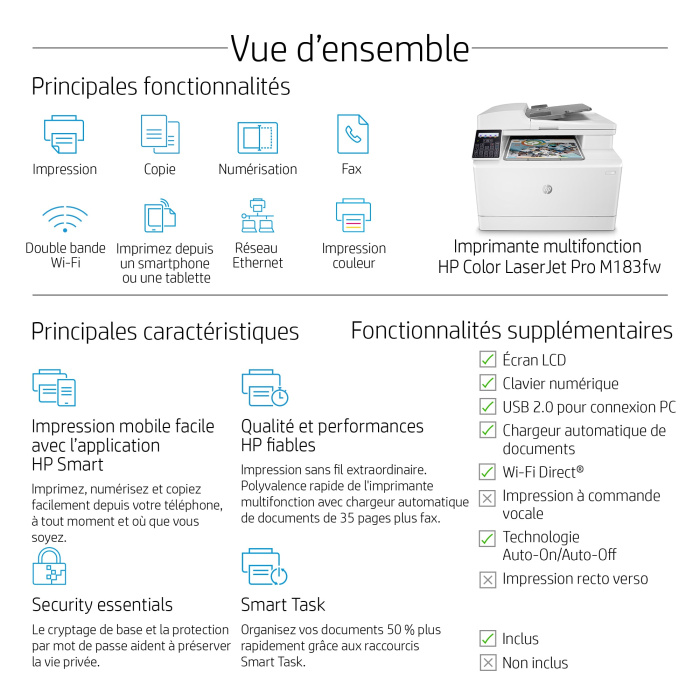 IMPRIMANTE MUTLIFONCTION LASERJET HP PRO M183FW (7KW56A) – Image 13