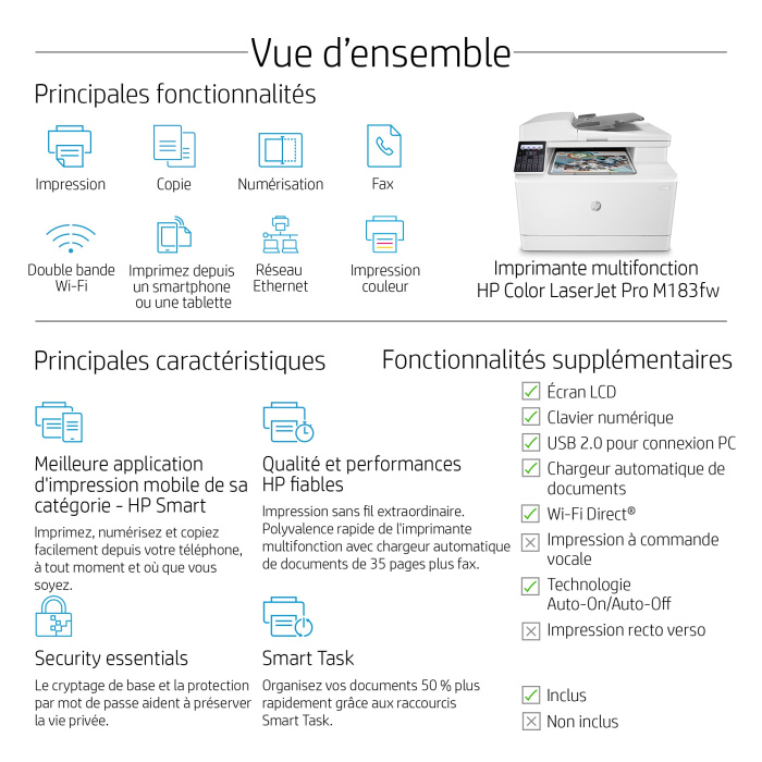 IMPRIMANTE MUTLIFONCTION LASERJET HP PRO M183FW (7KW56A) – Image 10