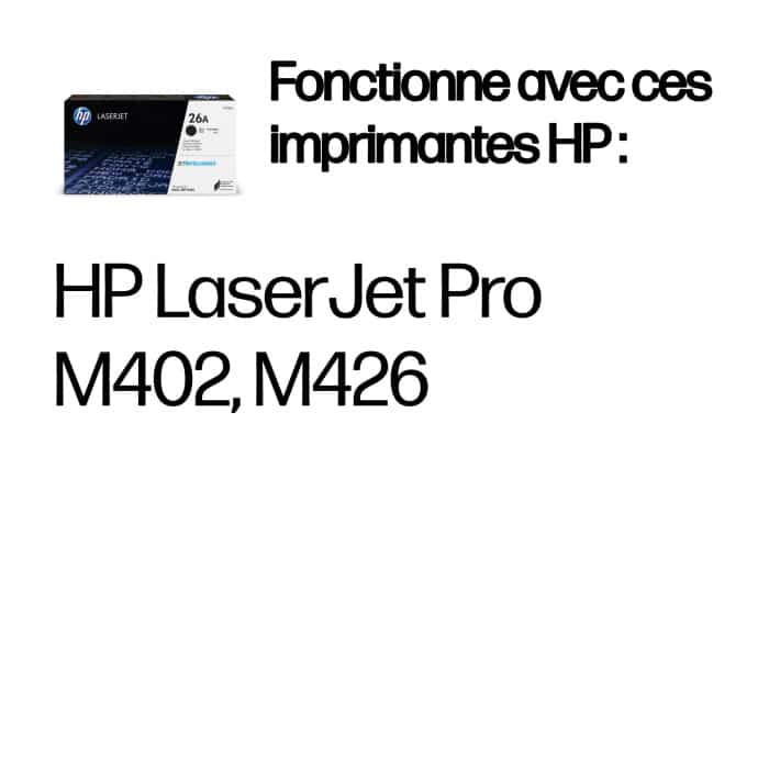 HP 26A Noir - Toner HP LaserJet d'origine (CF226A) – Image 2