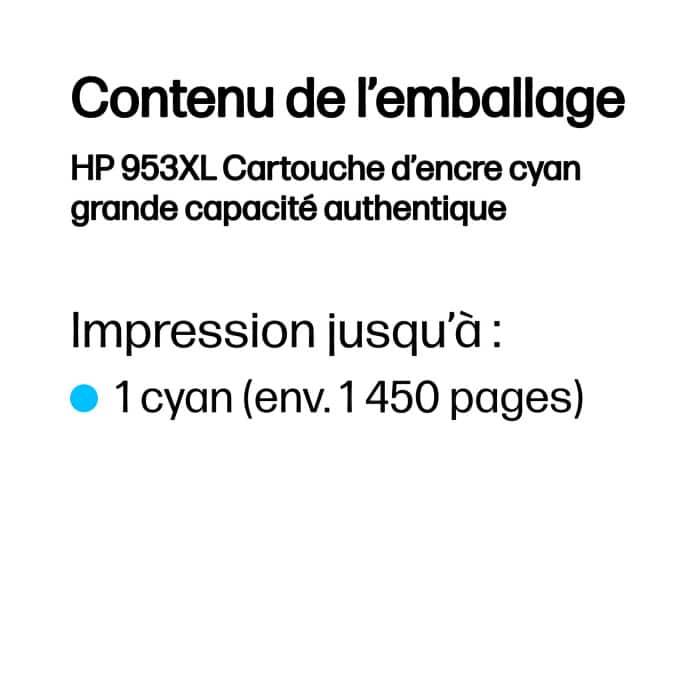 Cartouche d'encre HP 953XL - Cyan (F6U16AE) – Image 3