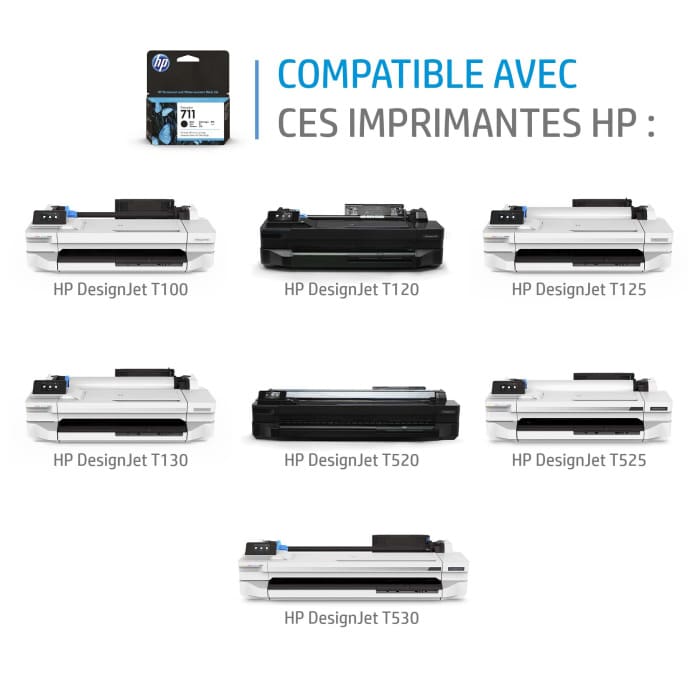 HP 711 Noir - Cartouche d'encre HP d'origine (CZ133A) – Image 3