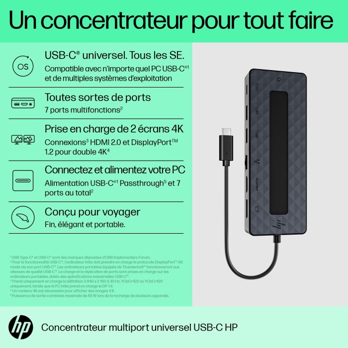 Concentrateur multiport USB-C universel HP (50H98AA) – Image 7
