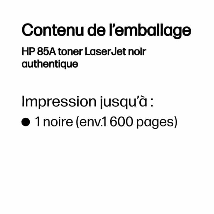 Toner HP 85A LaserJet authentique - Noir (CE285A) – Image 4