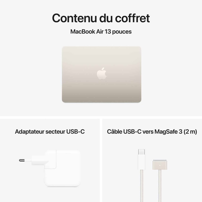 Apple MacBook Air M4 13 pouces (2025) Lumière stellaire 16Go/256 Go (MW0Y3FN/A) – Image 4