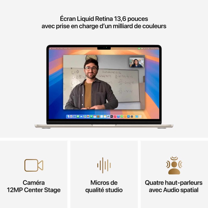 Apple MacBook Air M4 13 pouces (2025) Lumière stellaire 16Go/256 Go (MW0Y3FN/A) – Image 2