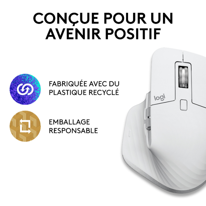 Logitech MX Master 3S for Mac – Souris Sans Fil Bluetooth – Gris Pâle (910-006572) – Image 5