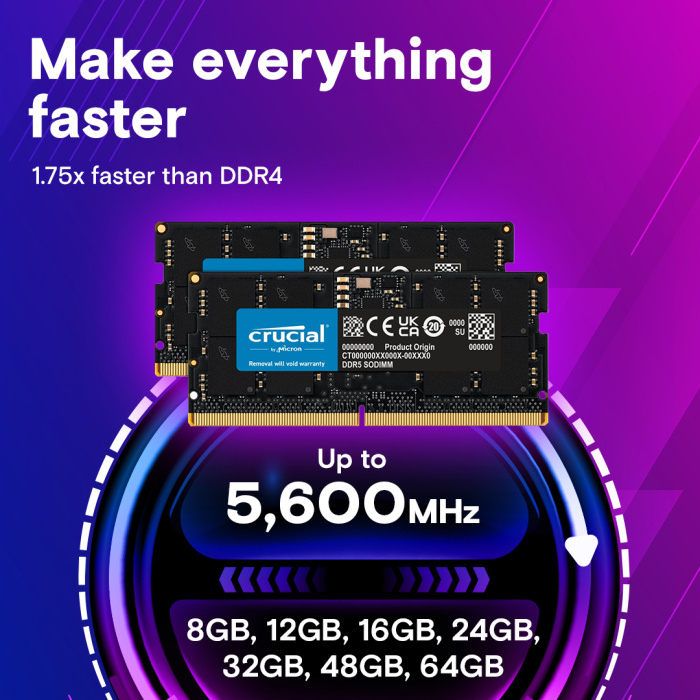 Mémoire RAM Crucial 16 Go DDR5 5600 MHz SO-DIMM (CT16G56C46S5) – Image 3