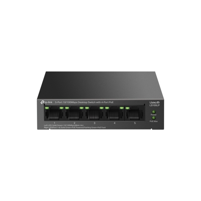 Switch TP-Link 5 ports 10/100 Mbps avec 4 ports PoE (LS105LP) – Image 1