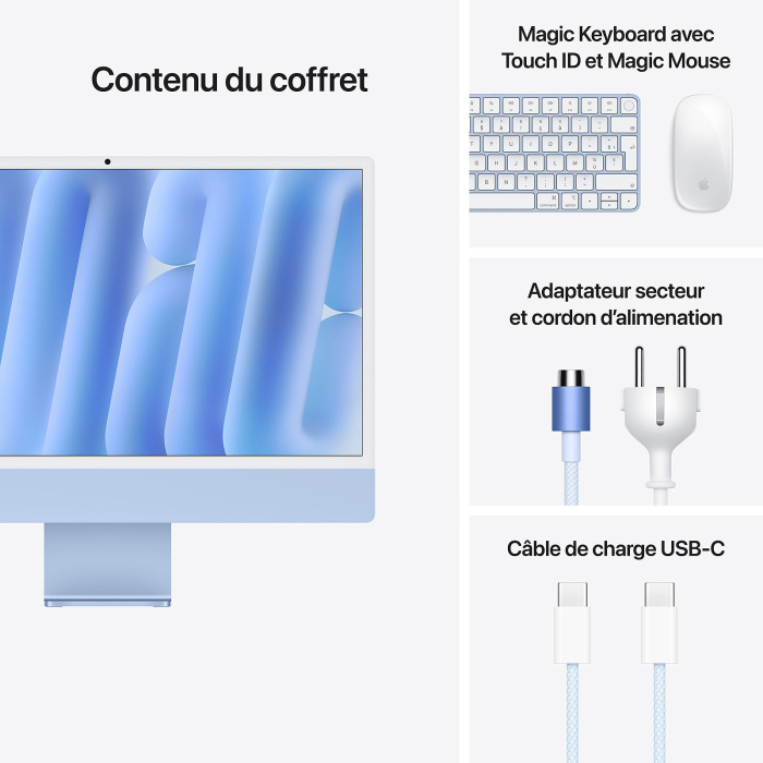 Apple iMac M4 (2024) 24″ 16 Go 256 Go Bleu (MWUF3) – Image 2