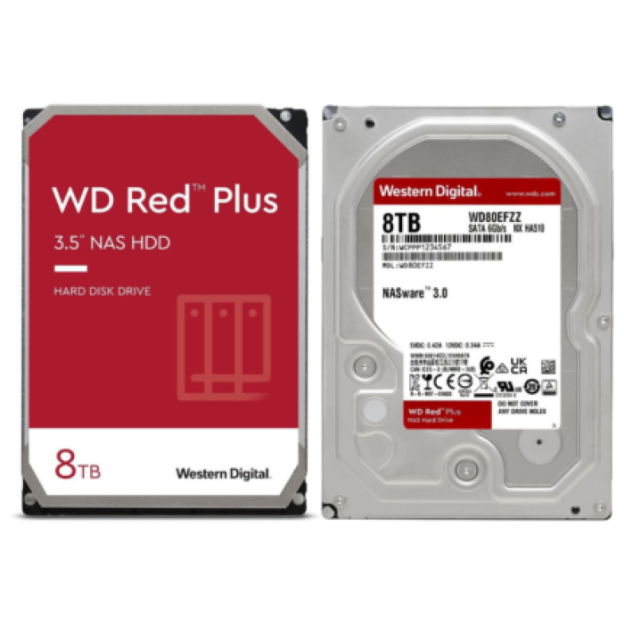 Disque dur WD Red Plus 8 To – NAS, SATA III, 5640 RPM, 128 Mo de cache (WD80EFZZ) – Image 1