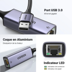 UGREEN Adaptateur USB 3.0 vers Ethernet RJ45 Gigabit 1000 Mbps (50922) – Image 5