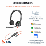 Micro-casque Poly Blackwire 3325 stéréo USB-C + connexion 3,5 mm + adaptateur USB-C/A (8X221AA) – Image 3