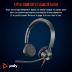 Micro-casque Poly Blackwire 3325 stéréo USB-C + connexion 3,5 mm + adaptateur USB-C/A (8X221AA) – Image 4
